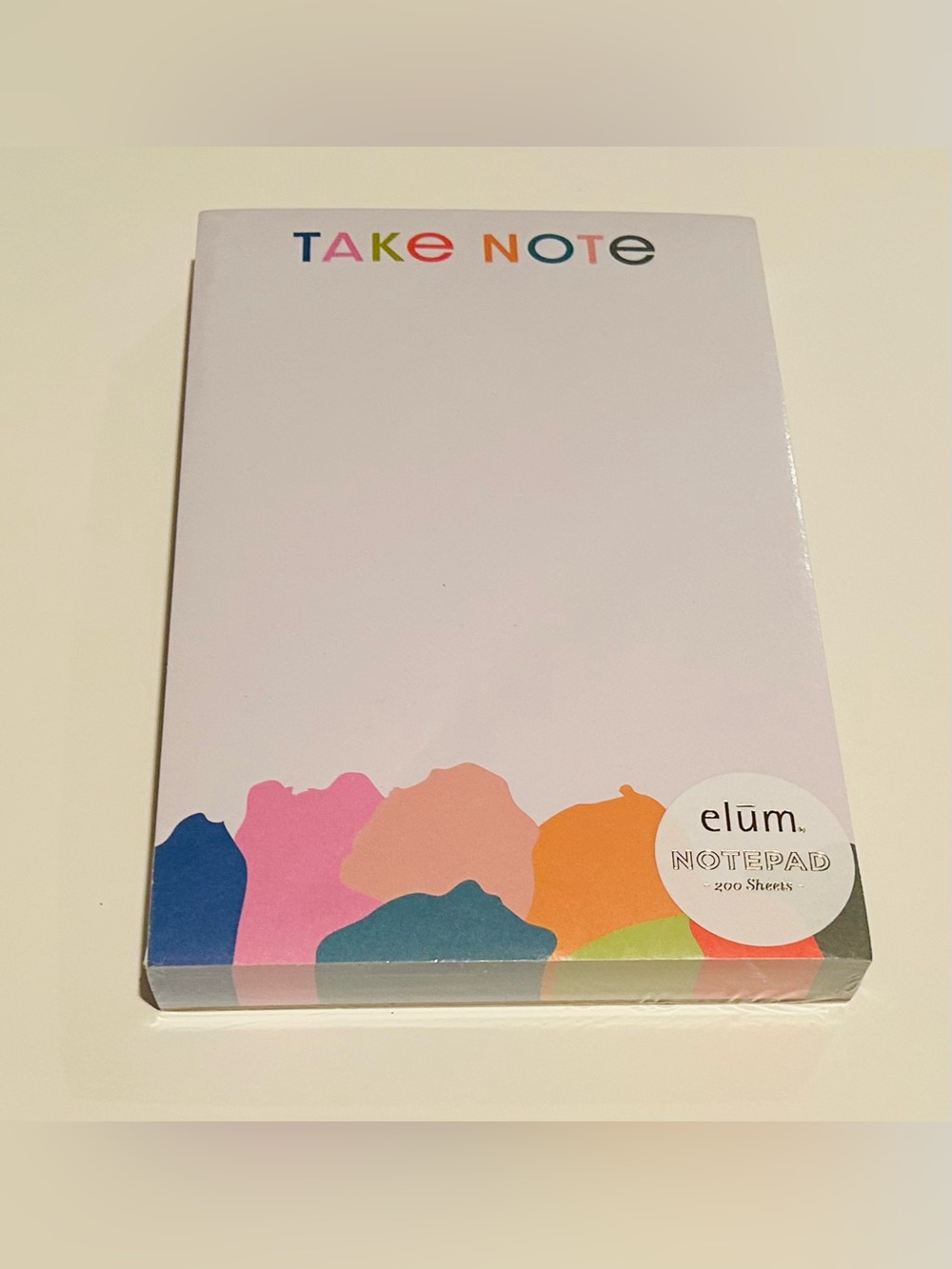 New Elum Notepad 200 Sheets TAKE NOTE on top Abstract Design on Bottom